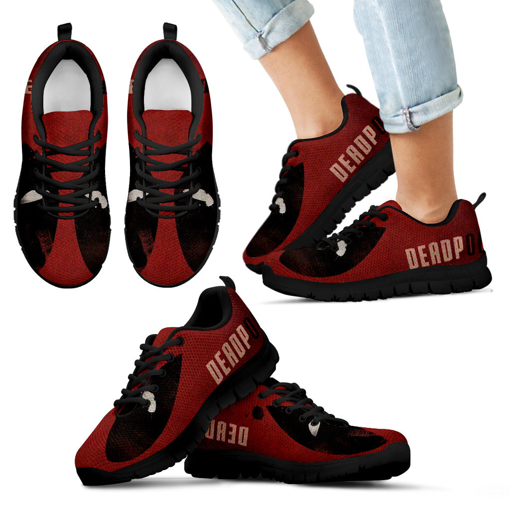deadpool text running shoes black kid