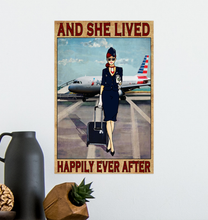 TG HG Auburn hair, navy uniform, American Airlines plane