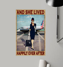 TG HG Auburn hair, navy uniform, American Airlines plane