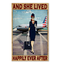 TG HG Auburn hair, navy uniform, American Airlines plane
