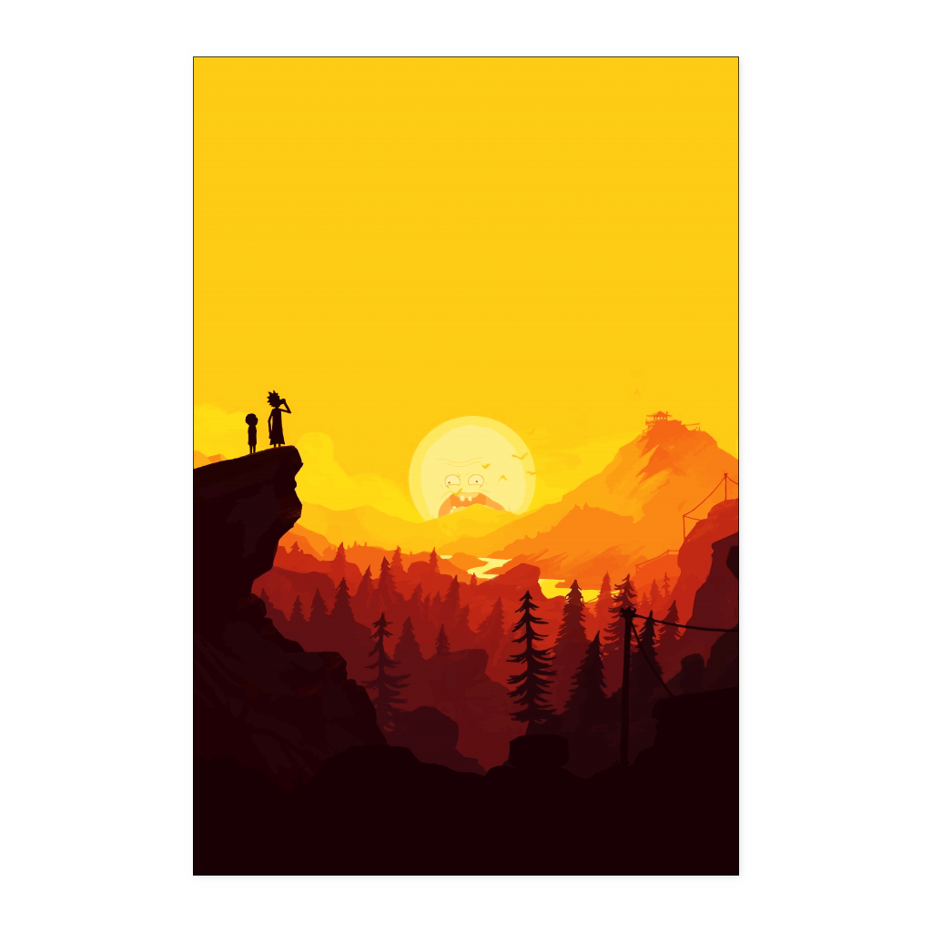 Rick morty yellow wallpaper 24x36 nhung